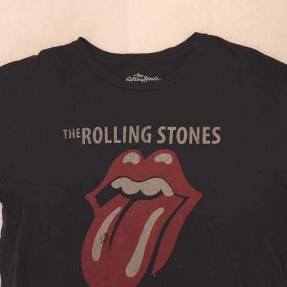 The Rolling Stones 1975 US Tour Band Crew Neck T Shirt Mens Size XL Black - Picture 1 of 9